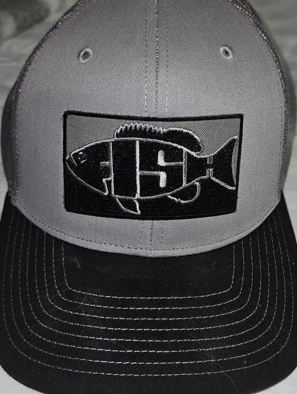 Fishing Logo Trucker Hat - Gray and Black. Super Cute On.